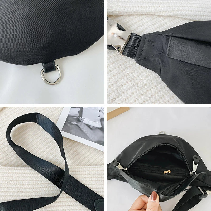 Solid Waist Bag Fanny Packs For Women Chain Strap Punk Female Belt Bag