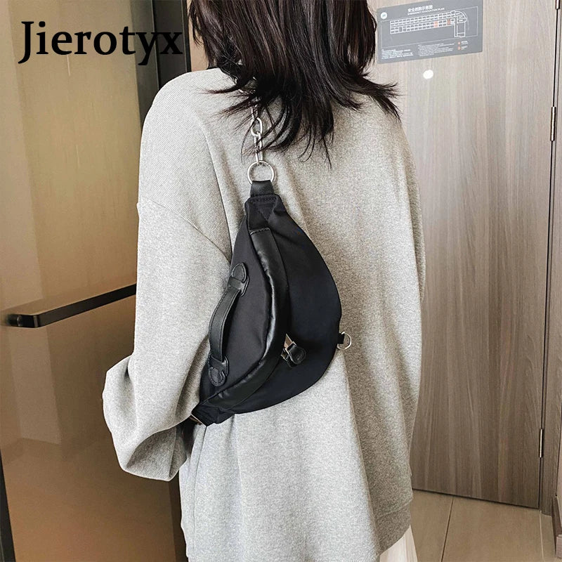 Solid Waist Bag Fanny Packs For Women Chain Strap Punk Female Belt Bag