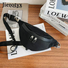 Solid Waist Bag Fanny Packs For Women Chain Strap Punk Female Belt Bag