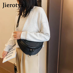 Solid Waist Bag Fanny Packs For Women Chain Strap Punk Female Belt Bag