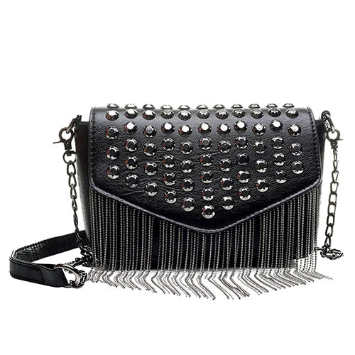 Tassel Diamonds Mini Chain Shoulder Bag Crossbody Rivets