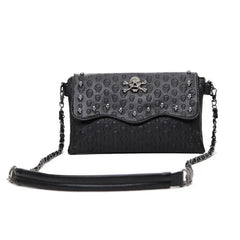 Women PU Leather Skull Handbag Shoulder Bag Chains Rivet