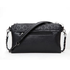Women PU Leather Skull Handbag Shoulder Bag Chains Rivet