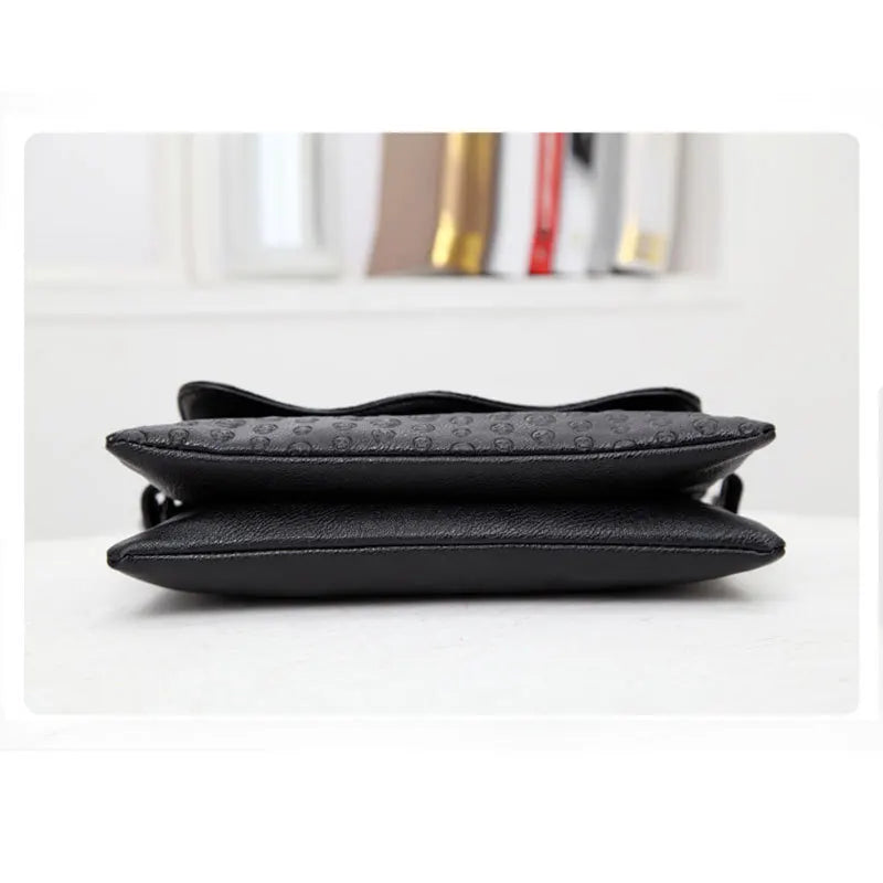 Women PU Leather Skull Handbag Shoulder Bag Chains Rivet