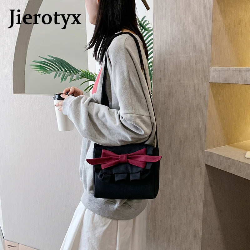 Square Women Crossbody Bags Leather Bow Casual Shoulder Bags