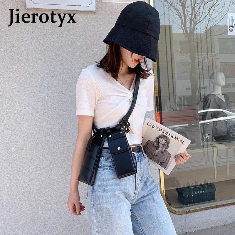 Gothic Women Waist Bags Mobile Phone Packs Hip-Hop Chest Bags
