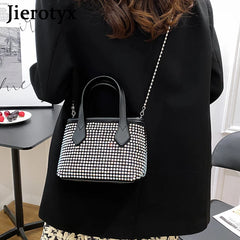 Square Rhinestone Chain Bucket Handbag for Women Evening Clutch