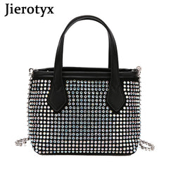 Square Rhinestone Chain Bucket Handbag for Women Evening Clutch