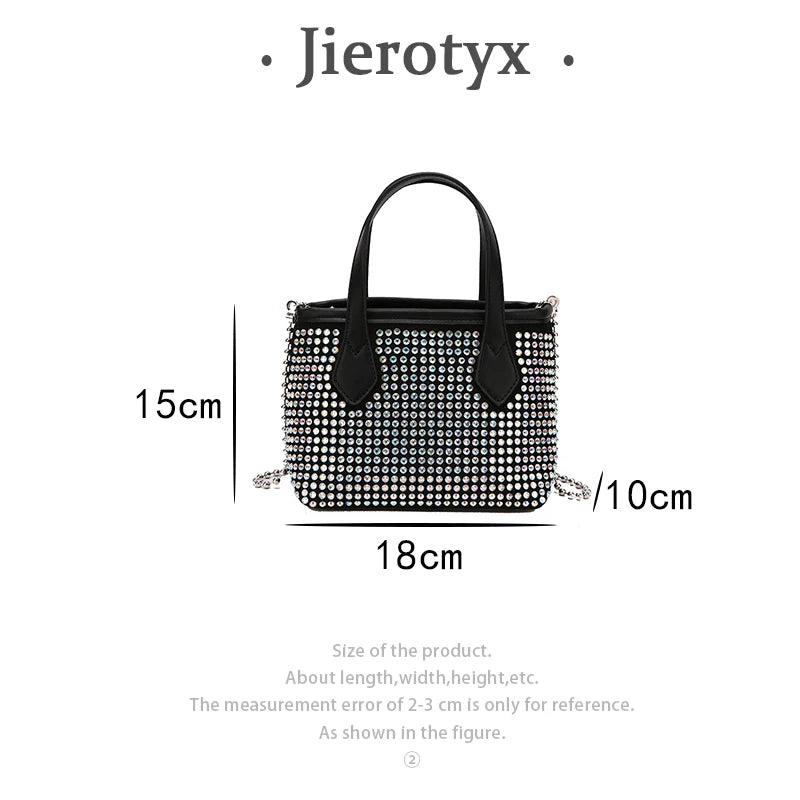 Square Rhinestone Chain Bucket Handbag for Women Evening Clutch