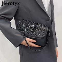Women Shoulder Bag Punk Skull Tote Leather Crossbody Rivet INS Hot