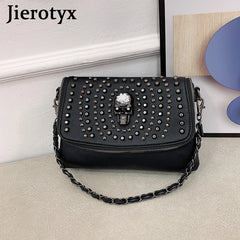 Women Shoulder Bag Punk Skull Tote Leather Crossbody Rivet INS Hot
