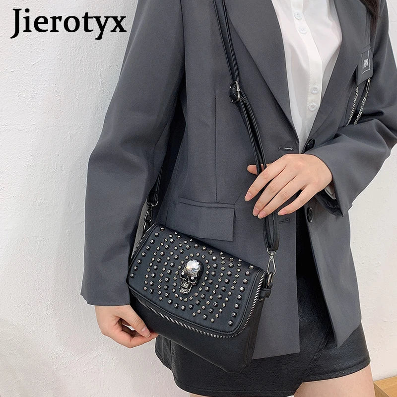 Women Shoulder Bag Punk Skull Tote Leather Crossbody Rivet INS Hot