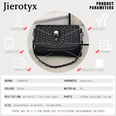 Women Shoulder Bag Punk Skull Tote Leather Crossbody Rivet INS Hot