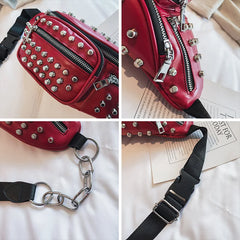 Sexy Rivets Waist Packs Waist Bag Fanny Pack Purse Chest Fanny Pack