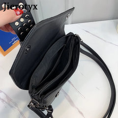 Vintage Skull Print Womens Handbags Flap Shoulder Bag Punk Rivet Lady Bags