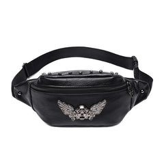 Vintage Skull Rivet Fanny Pack Waist Bag Brown