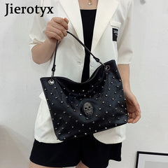 Skull Handbag Gothic Rivet Punk Shoulder Bag PU Leather Crossbody Purse