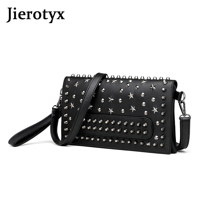Women Rivet Tote Leather Messenger Bag Crossbody Handbags Punk