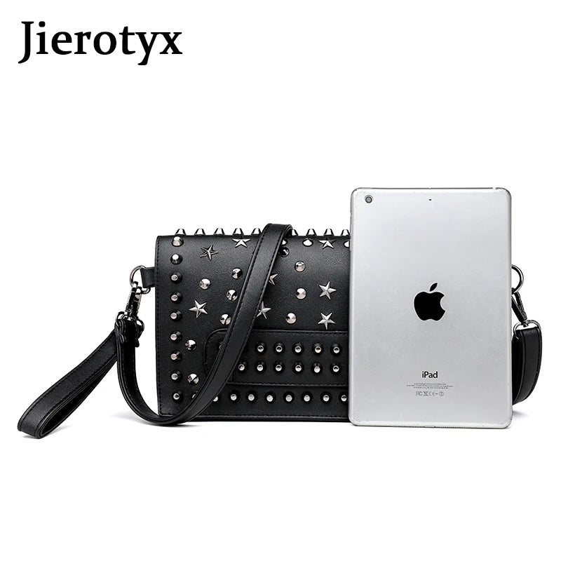 Women Rivet Tote Leather Messenger Bag Crossbody Handbags Punk