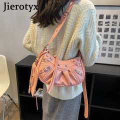 Women Shoulder Bag Tote Top Handle Handbag Pu Leather Gothic