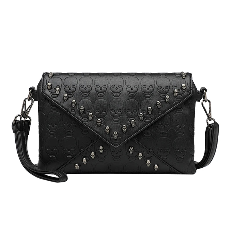 Women's Skull Prints Tote Handbag with Skull Rivets