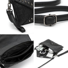 Women's Skull Prints Tote Handbag with Skull Rivets