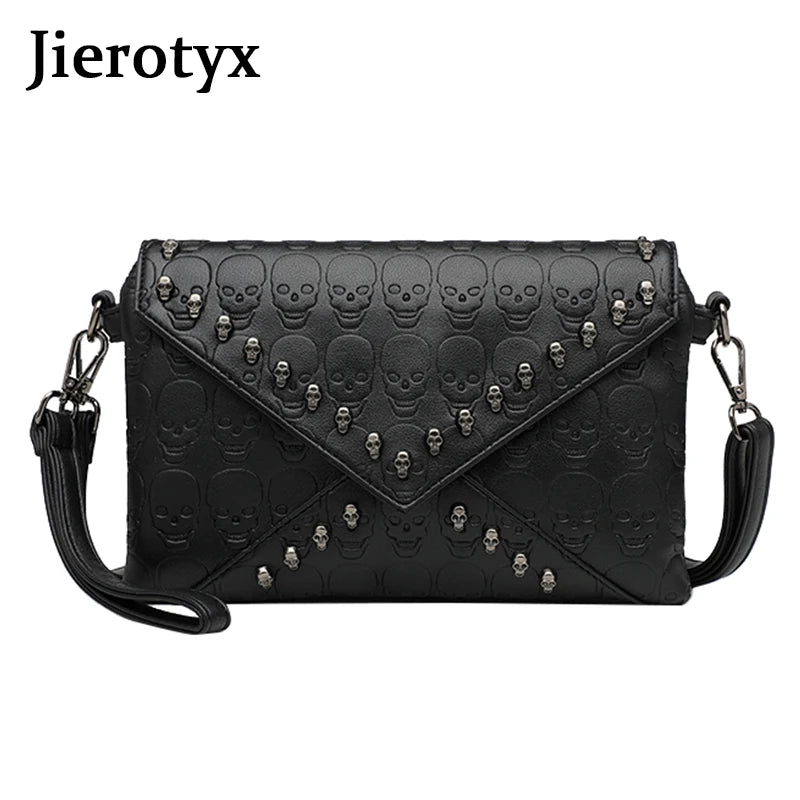Women's Skull Prints Tote Handbag with Skull Rivets