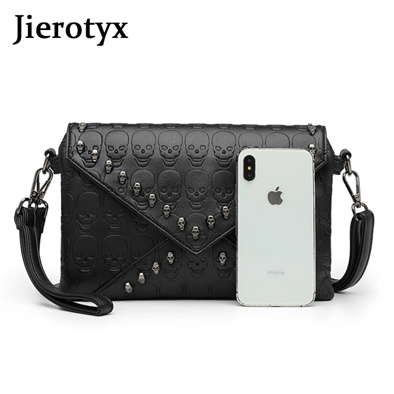 Women's Skull Prints Tote Handbag with Skull Rivets