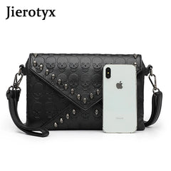 Women's Skull Prints Tote Handbag with Skull Rivets