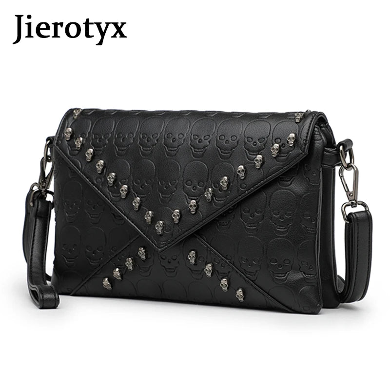 Women's Skull Prints Tote Handbag with Skull Rivets
