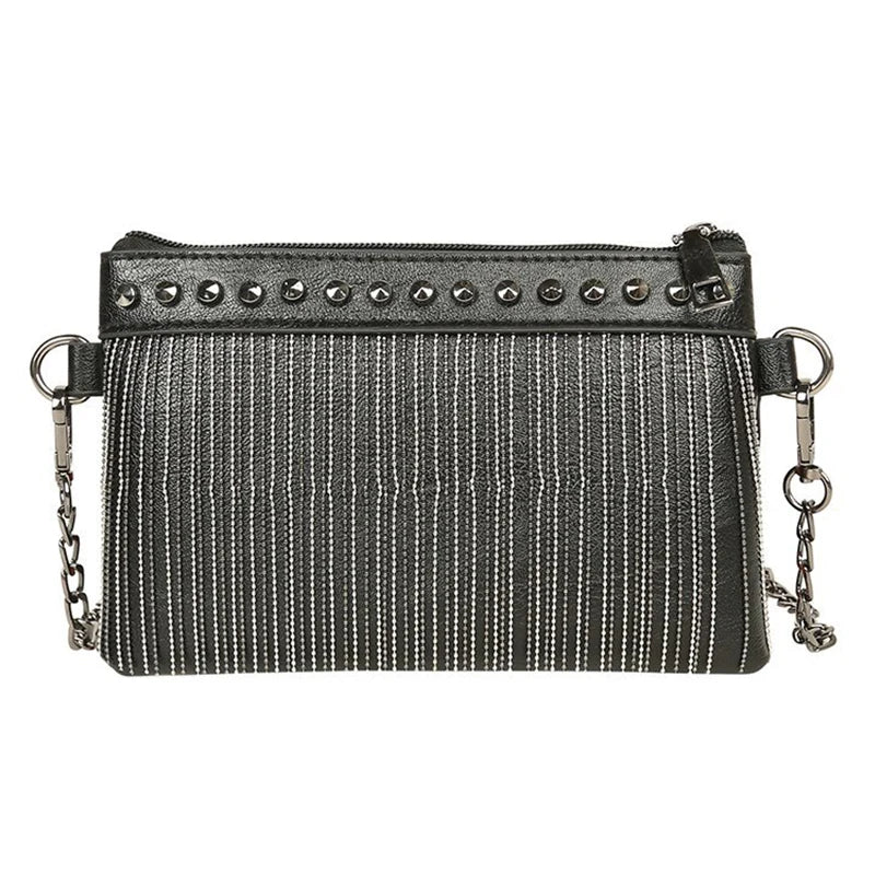 Tassel Rivet Small Crossbody Bag with Chain Strap for Girls