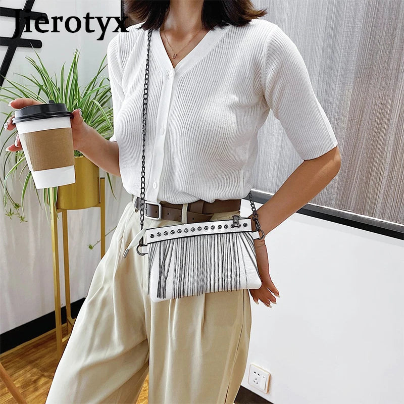 Tassel Rivet Small Crossbody Bag with Chain Strap for Girls