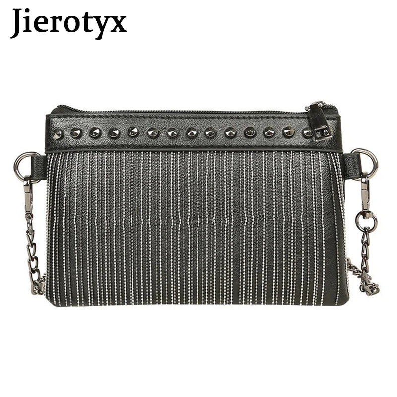 Tassel Rivet Small Crossbody Bag with Chain Strap for Girls
