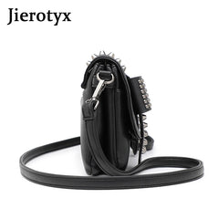JIETOTYX Women Leather Messenger Bags Single Skull Rivet Shoulder Bags