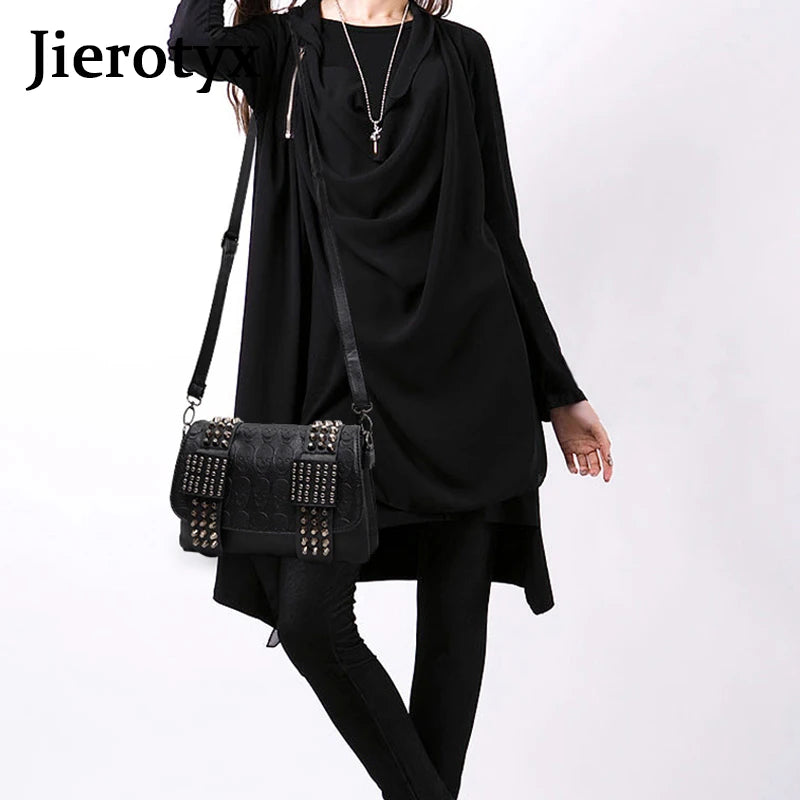 JIETOTYX Women Leather Messenger Bags Single Skull Rivet Shoulder Bags