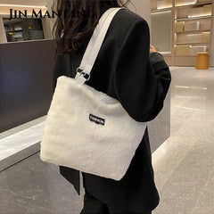Winter Plush Shoulder Bag Ladies Handbags Casual Tote Bags for Women Large Cap