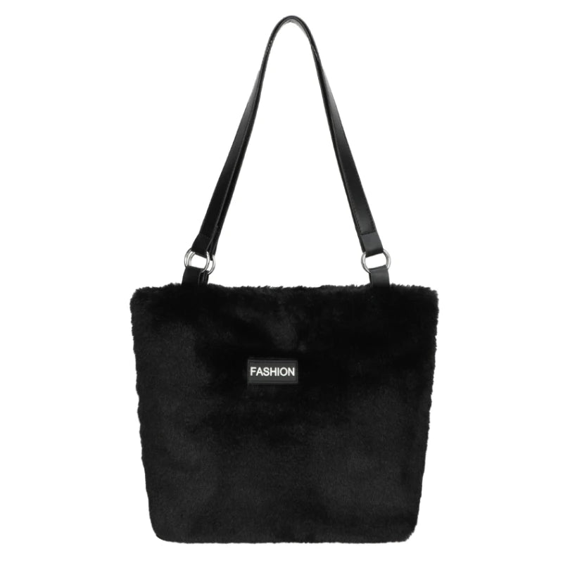 Winter Plush Shoulder Bag Ladies Handbags Casual Tote Bags for Women Large Cap
