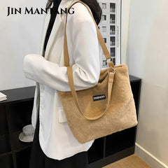 Winter Plush Shoulder Bag Ladies Handbags Casual Tote Bags for Women Large Cap