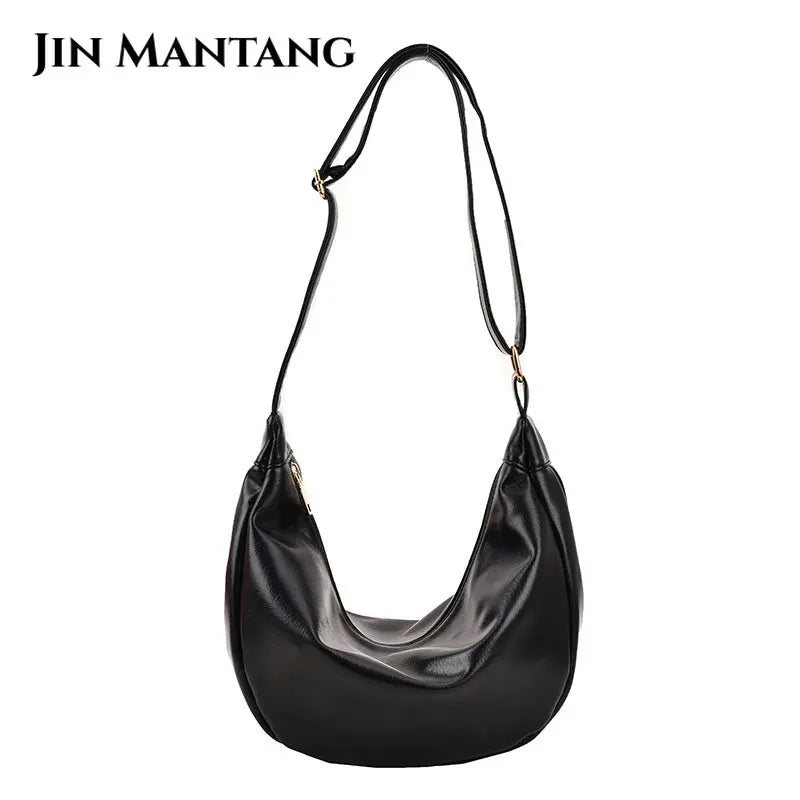 Half Moon Zipper Shoulder Side Bags for Women Large Crossbody Bag