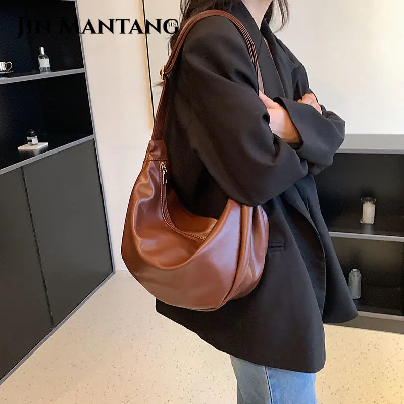 Half Moon Zipper Shoulder Side Bags for Women Large Crossbody Bag