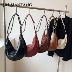 Half Moon Zipper Shoulder Side Bags for Women Large Crossbody Bag