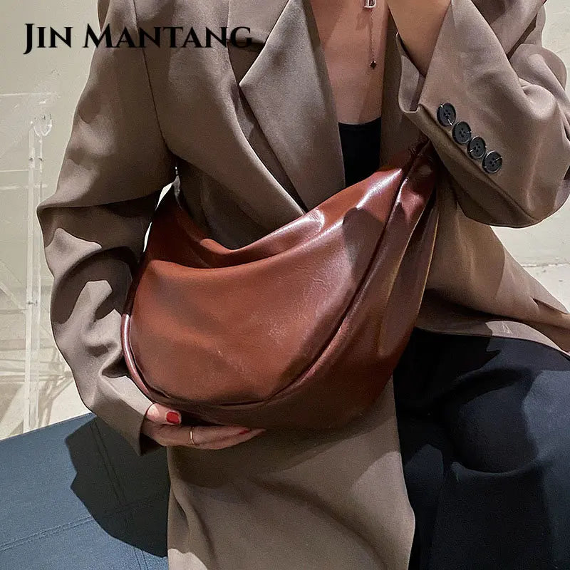 Half Moon Zipper Shoulder Side Bags for Women Large Crossbody Bag