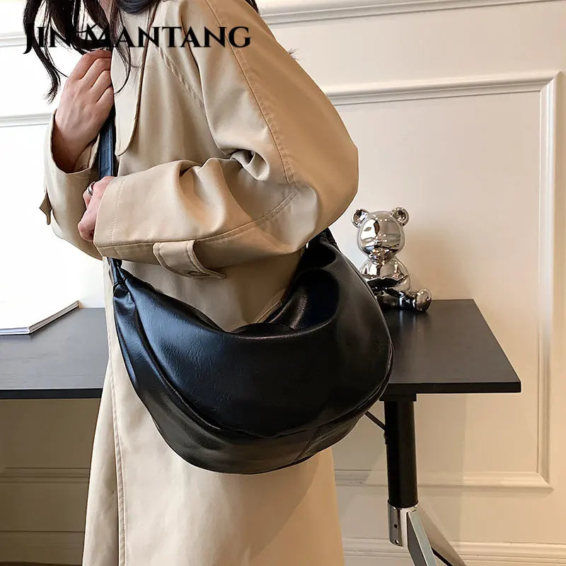 Half Moon Zipper Shoulder Side Bags for Women Large Crossbody Bag