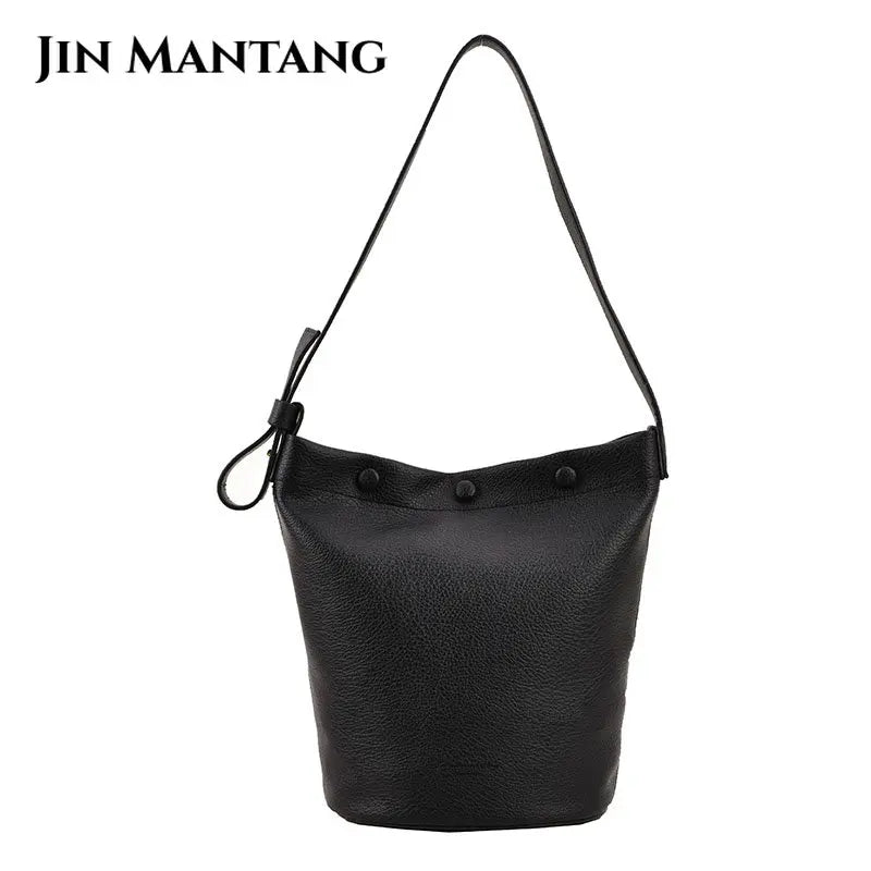 Soft Leather Bucket Crossbody Bag Winter Shoulder Side Bag Handbags