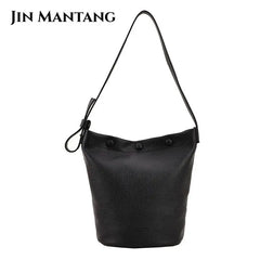 Soft Leather Bucket Crossbody Bag Winter Shoulder Side Bag Handbags