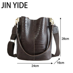 Crocodile Crossbody Bag PU Leather Bucket Handbag