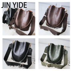 Crocodile Crossbody Bag PU Leather Bucket Handbag