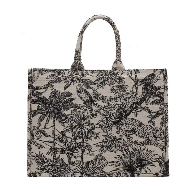 Women Canvas Shoulder Bag Embroidery Tote Crossbody Handbag