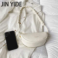 Large Half Moon Leather Crossbody Shoulder Bag for Women