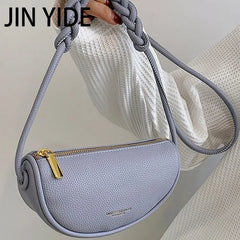 Large Half Moon Leather Crossbody Shoulder Bag for Women